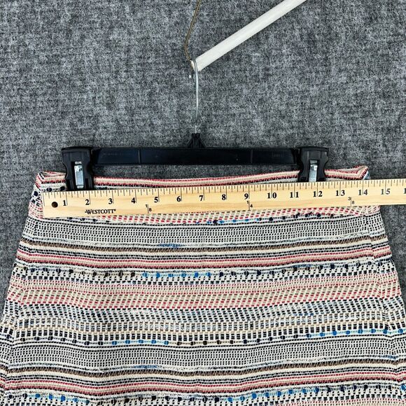LOFT Skirt Womens 4 Beige Woven Knit Fringe Mini Short A-Line‎ Casual Festival - Picture 6 of 8